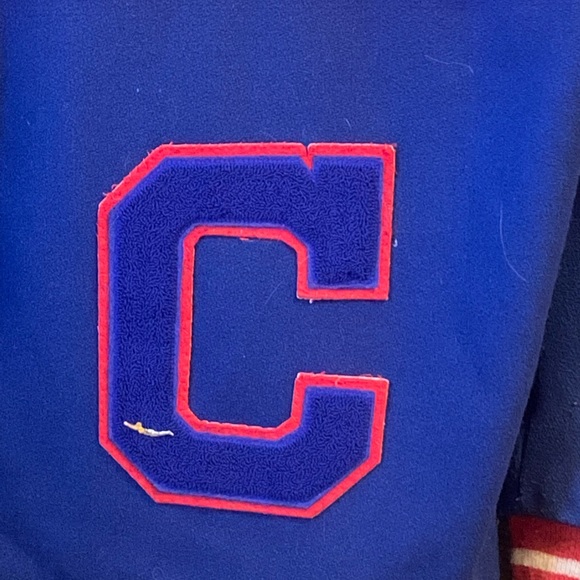 Vintage 1981 Letterman Jacket w/Zip Up Hood Blue & Red Sz S-M Unisex - Picture 2 of 7